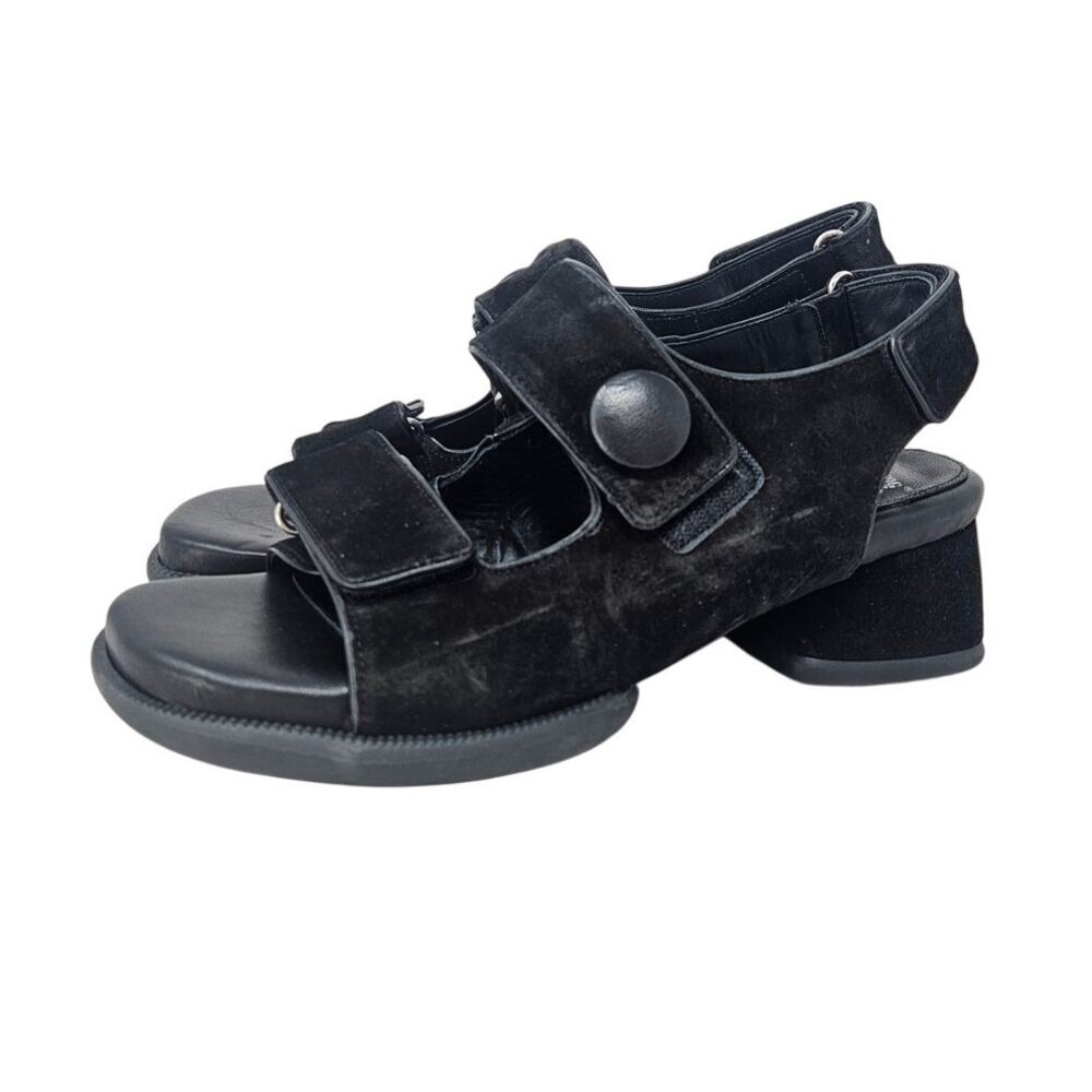 John Fluevog 12 Black Leather Chunky Sandal Goth Avant Garde Whimsygoth